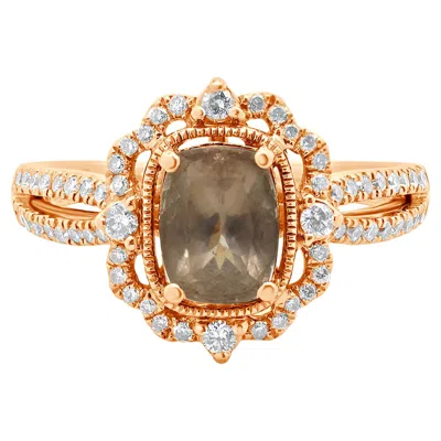 Pre-owned Zac Posen 14 Karat Rose Gold Paulette Morganite And Diamond Ring In Red