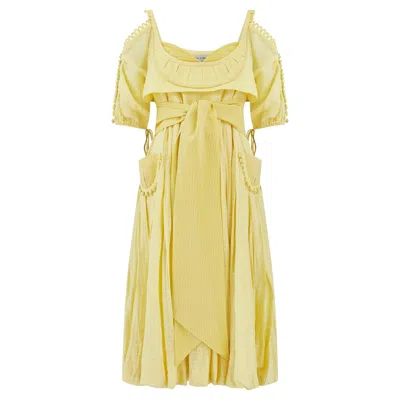 Pre-owned Zac Posen 2006  Runway Documented Yellow Silk Dress