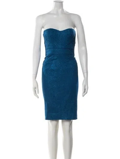 Pre-owned Zac Posen Animal Print Knee-length Dress In Blue