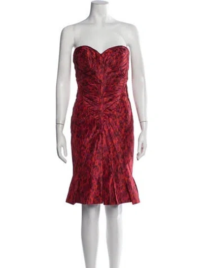 Pre-owned Zac Posen Animal Print Mini Dress In Red