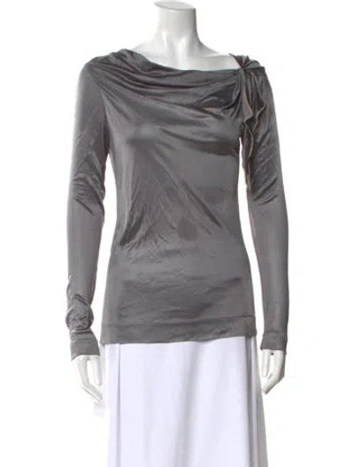 Pre-owned Zac Posen Asymmetrical Long Sleeve Top In Gray