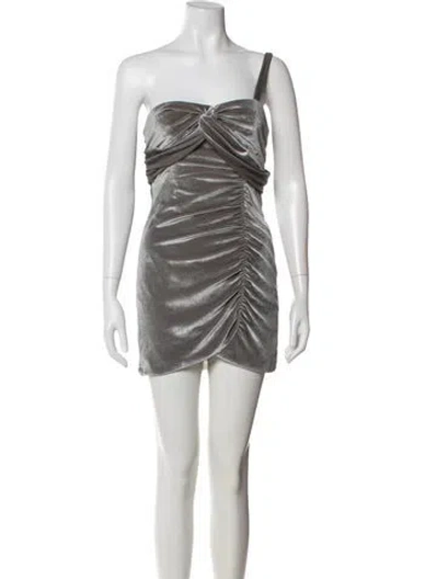 Pre-owned Zac Posen Asymmetrical Mini Dress In Gray