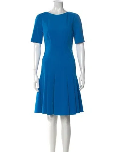 Pre-owned Zac Posen Bateau Neckline Knee-length Dress In Blue