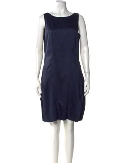 Pre-owned Zac Posen Bateau Neckline Knee-length Dress In Blue
