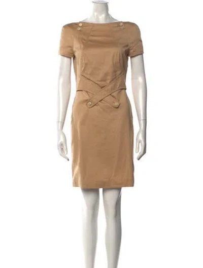 Pre-owned Zac Posen Bateau Neckline Knee-length Dress In Brown