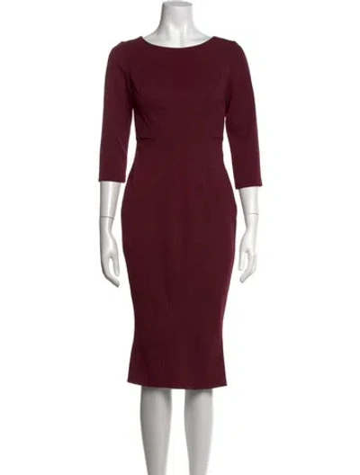 Pre-owned Zac Posen Bateau Neckline Knee-length Dress In Burgundy