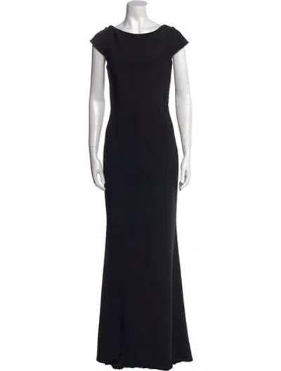 Pre-owned Zac Posen Bateau Neckline Long Dress In Black
