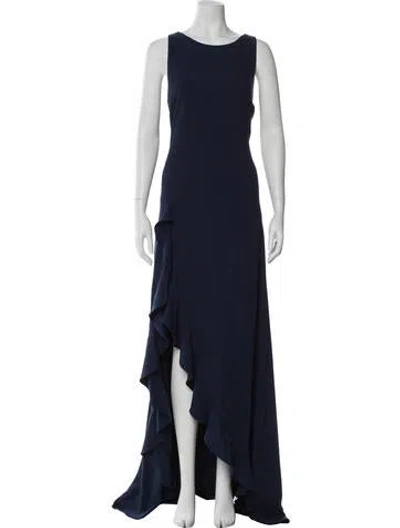 Pre-owned Zac Posen Bateau Neckline Long Dress In Blue