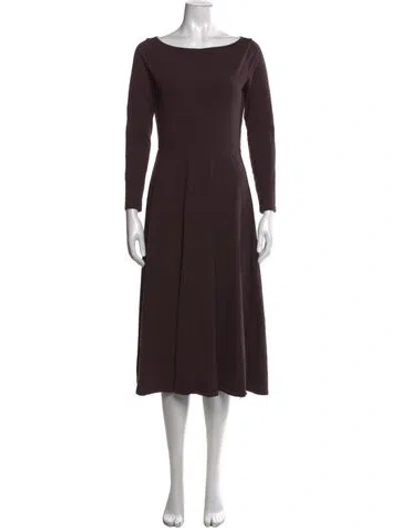 Pre-owned Zac Posen Bateau Neckline Midi Length Dress In Brown