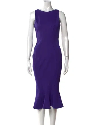 Pre-owned Zac Posen Bateau Neckline Midi Length Dress In Purple