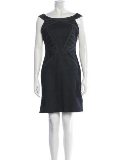 Pre-owned Zac Posen Bateau Neckline Mini Dress In Black