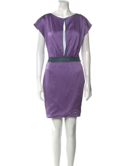 Pre-owned Zac Posen Bateau Neckline Mini Dress In Purple