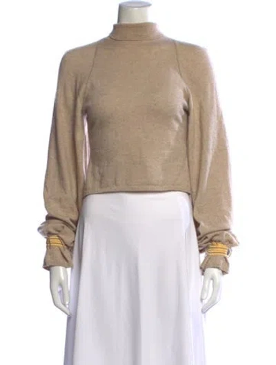 Pre-owned Zac Posen Cashmere Turtleneck Sweater In Neutrals