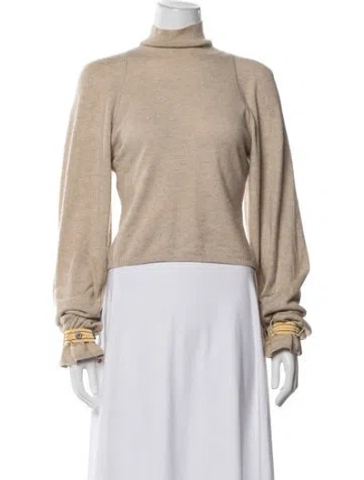 Pre-owned Zac Posen Cashmere Turtleneck Sweater In Neutrals