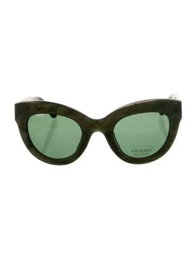 Pre-owned Zac Posen Cat-eye Tinted Sunglasses In Green