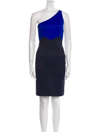Pre-owned Zac Posen Colorblock Pattern Mini Dress In Blue