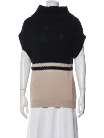 Pre-owned Zac Posen Colorblock Pattern Turtleneck Sweater In Blue