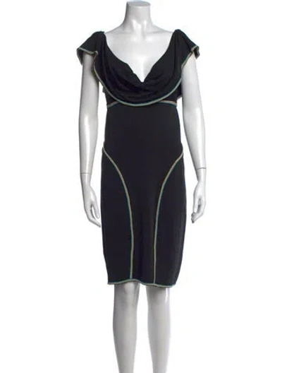 Pre-owned Zac Posen Cowl Neck Knee-length Dress In Black