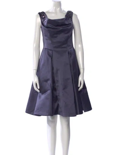Pre-owned Zac Posen Cowl Neck Knee-length Dress In Blue