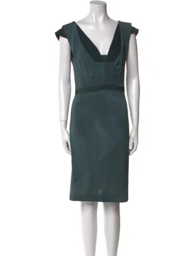 Pre-owned Zac Posen Cowl Neck Knee-length Dress In Green