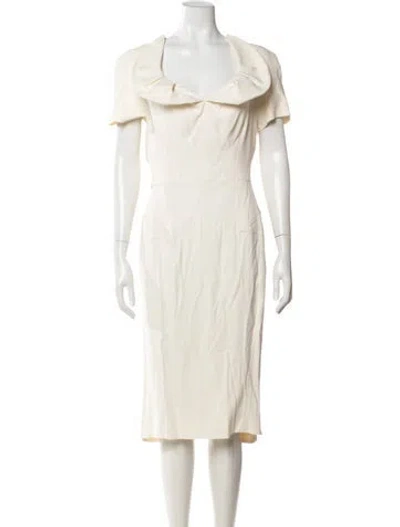 Pre-owned Zac Posen Cowl Neck Knee-length Dress In Neutrals