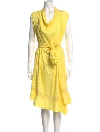 Pre-owned Zac Posen Cowl Neck Knee-length Dress In Yellow
