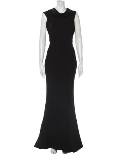 Pre-owned Zac Posen Cowl Neck Long Dress In Gray