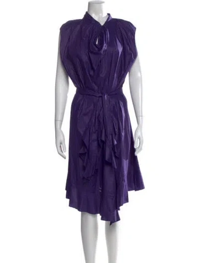Pre-owned Zac Posen Cowl Neck Midi Length Dress In Purple