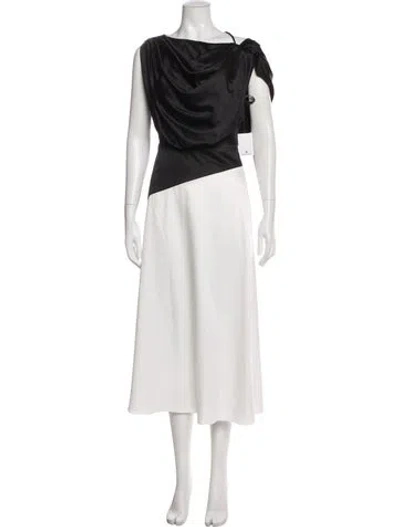 Pre-owned Zac Posen Cowl Neck Midi Length Dress W/ Tags In White