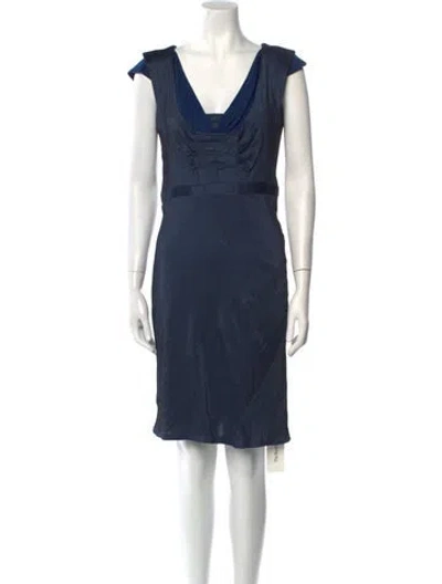 Pre-owned Zac Posen Cowl Neck Mini Dress In Blue