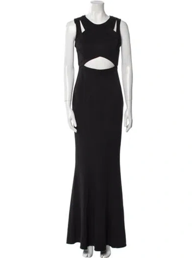 Pre-owned Zac Posen Crew Neck Long Dress In Black
