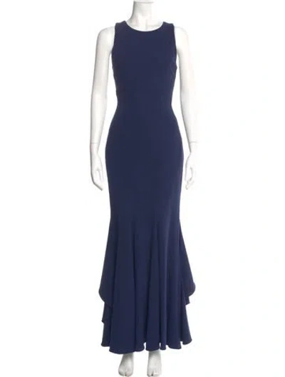 Pre-owned Zac Posen Crew Neck Long Dress In Blue