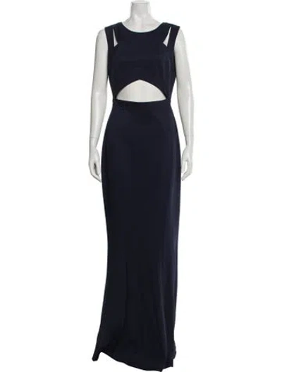 Pre-owned Zac Posen Crew Neck Long Dress In Blue