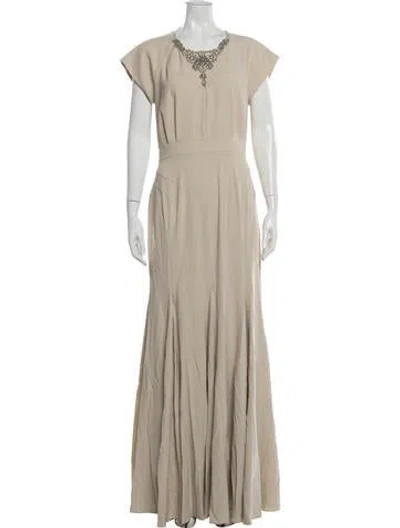 Pre-owned Zac Posen Crew Neck Long Dress In Gray