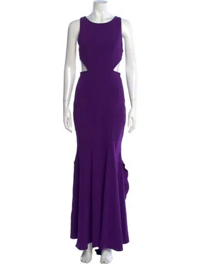 Pre-owned Zac Posen Crew Neck Long Dress In Purple