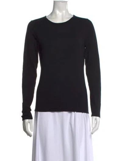 Pre-owned Zac Posen Crew Neck Long Sleeve Top In Black