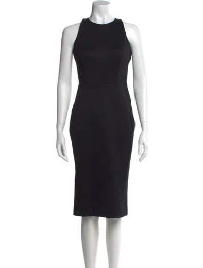 Pre-owned Zac Posen Crew Neck Midi Length Dress In Black