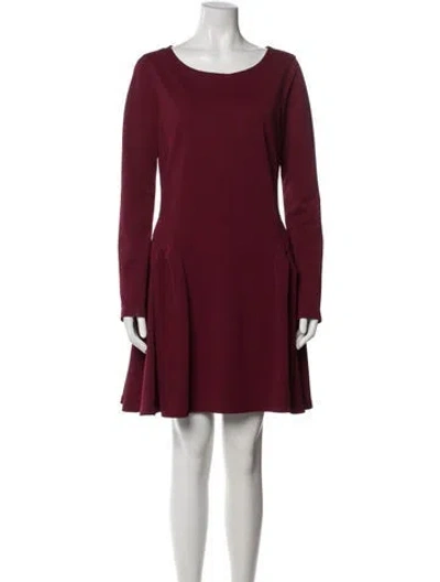 Pre-owned Zac Posen Crew Neck Mini Dress In Burgundy