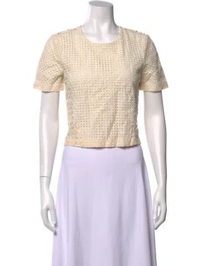 Pre-owned Zac Posen Crew Neck Short Sleeve Top In Neutral