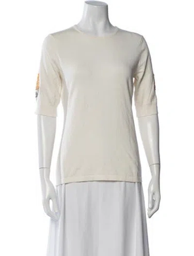 Pre-owned Zac Posen Crew Neck Three-quarter Sleeve Top W/ Tags In Neutrals