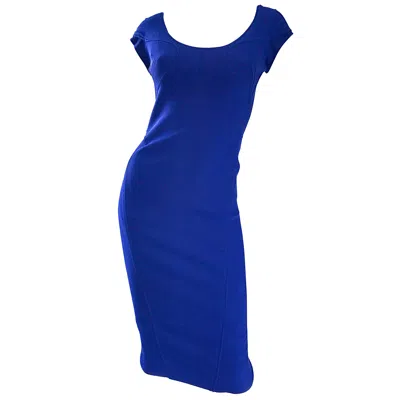 Pre-owned Zac Posen Early 2000s Navy Blue Size 2 / 4 Bodycon Cap Sleeve Dress