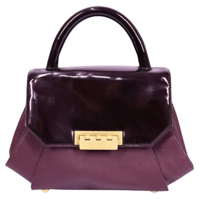Pre-owned Zac Posen Eartha Top Handle Bag In Dark Purple Leather