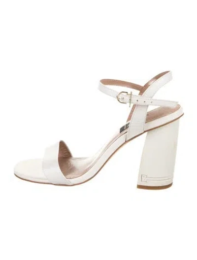 Pre-owned Zac Posen Embossed Leather Sandals In White
