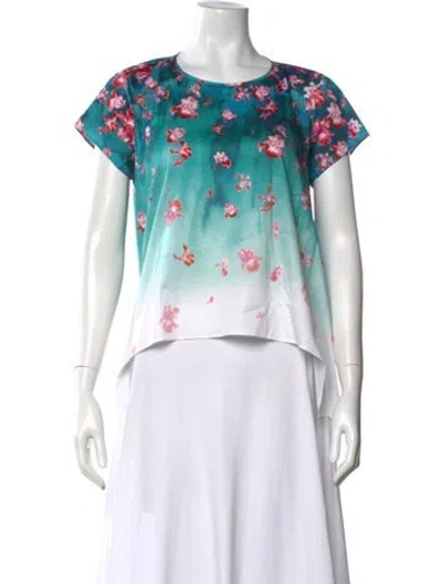 Pre-owned Zac Posen Floral Print Crew Neck Top In Multi