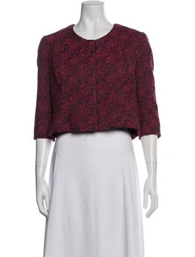 Pre-owned Zac Posen Floral Print Evening Jacket In Pink