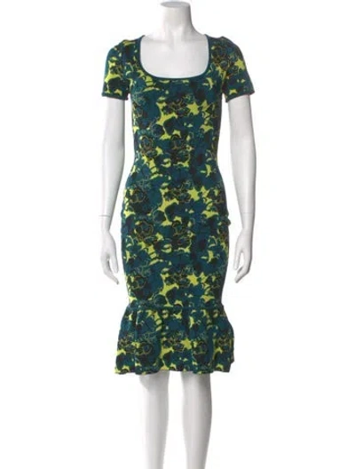 Pre-owned Zac Posen Floral Print Knee-length Dress In Blue