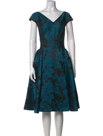 Pre-owned Zac Posen Floral Print Knee-length Dress In Blue