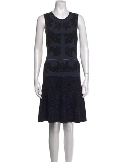 Pre-owned Zac Posen Floral Print Knee-length Dress In Blue