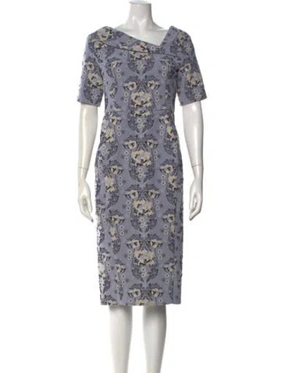 Pre-owned Zac Posen Floral Print Knee-length Dress In Grey