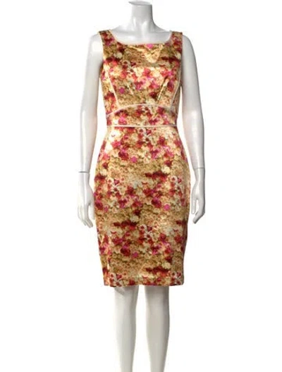 Pre-owned Zac Posen Floral Print Knee-length Dress In Neutrals